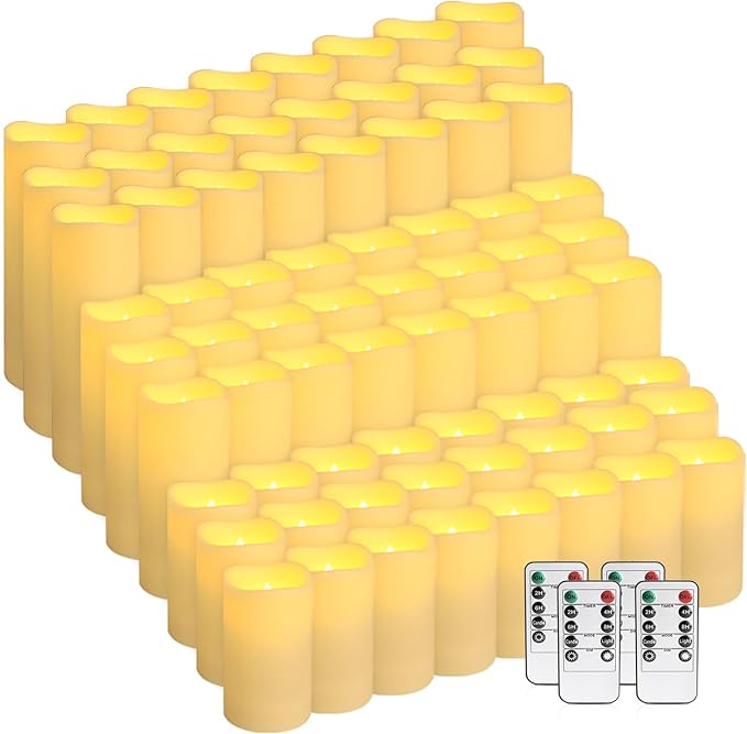 pliadvbu Flameless LED Candles 72 Pack, Outdoor Realistic Waterproof Votive C...