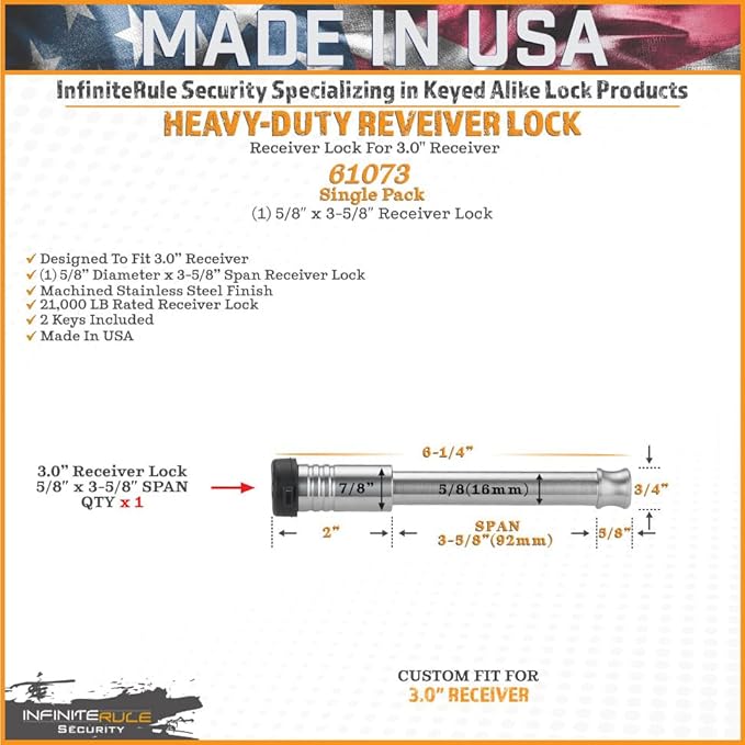 61073 | Receiver Lock for 3" Receiver