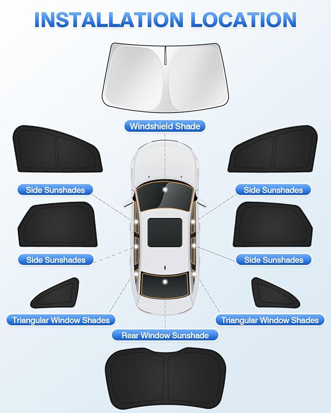 Sunshades for Ford Edge 2015-2024 Accessories Windshield Sun Shade Side Rear ...