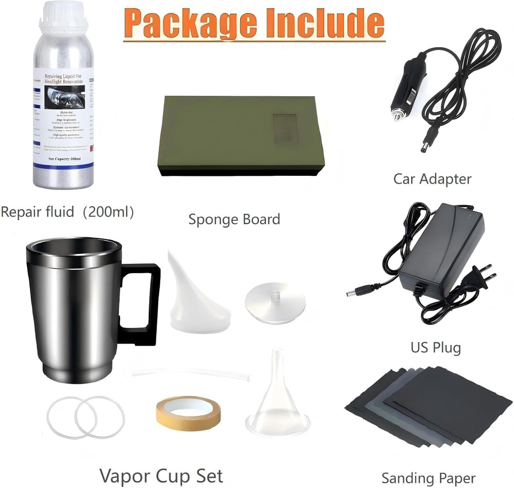 Headlight Repair kit,car Headlight Lens polishing Repair Tool with 200ml car ...