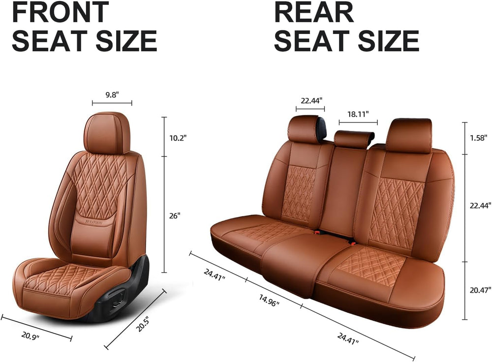Car Seat Covers Full Set, Breathable Leather Automotive Front and Rear Seat C...