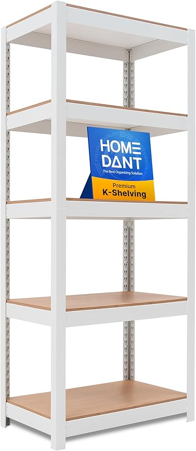 HOMEDANT House 5 Tier 24.1" W Laminated Metal Shelving Unit Adjustable S...