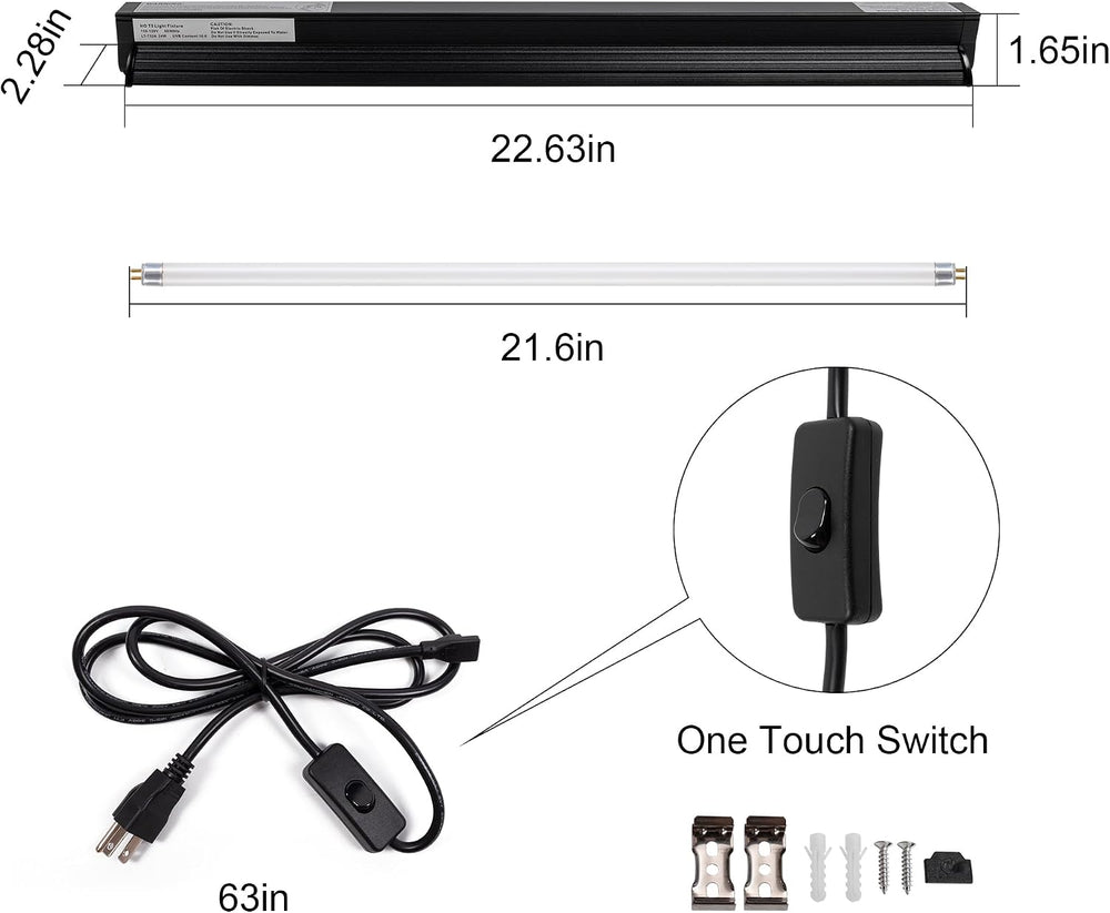 UVB Reptile Light Kit, 24W T5 Lamp Fixture and 10.0 UVB Tube Combo, Linear Li...