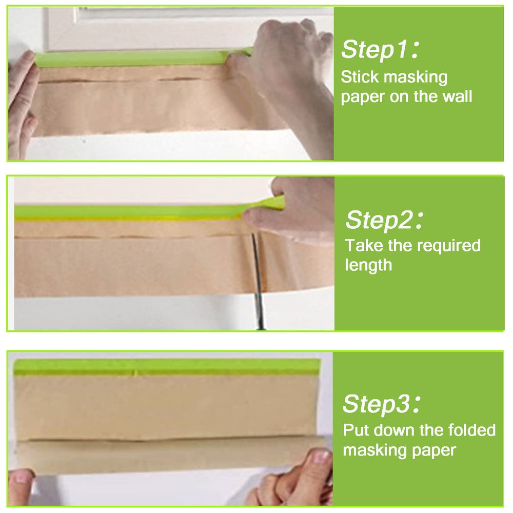 9 Rolls Pre-Taped Masking Paper for Painting and 4 Rolls Masking Tape Set -18...