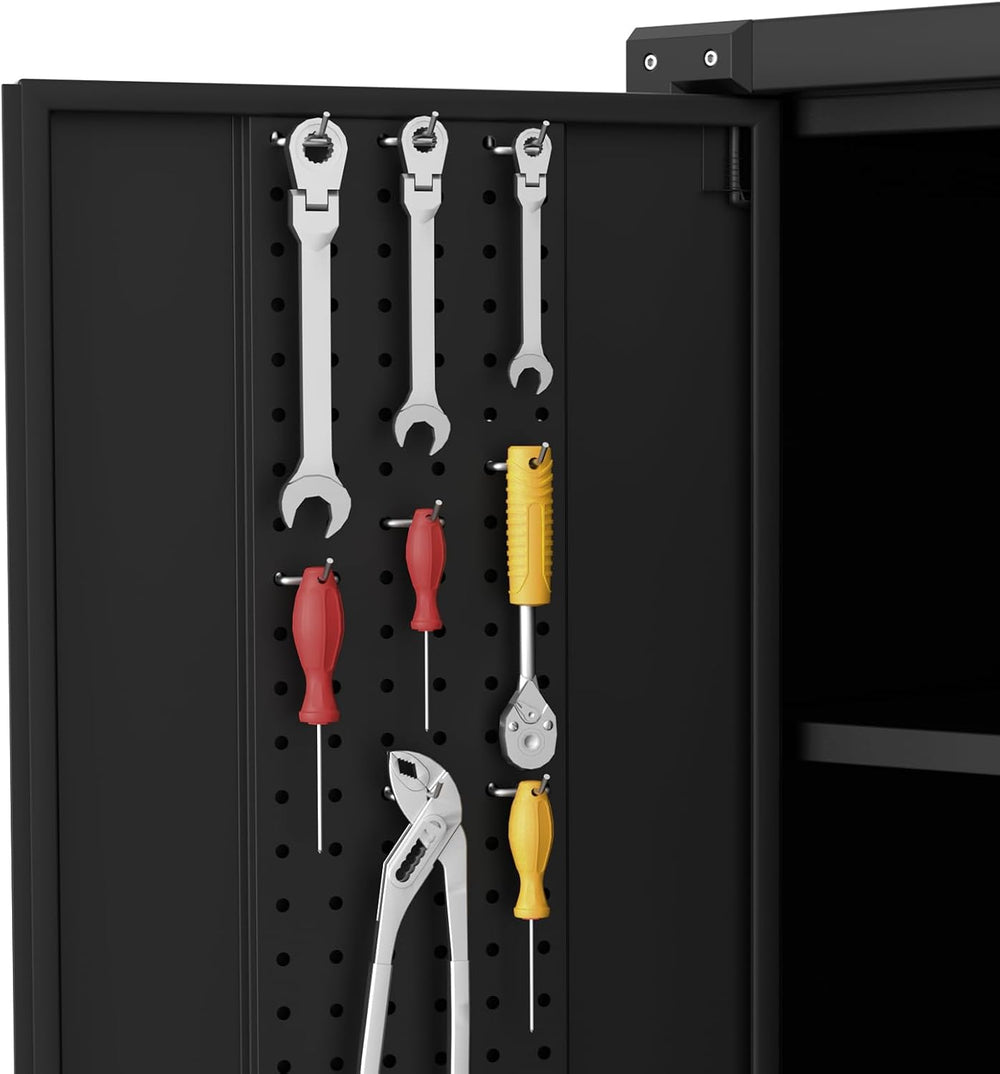 GarveeHome Metal Storage Cabinet with Wheels Garage Storage Cabinet Adjustabl...