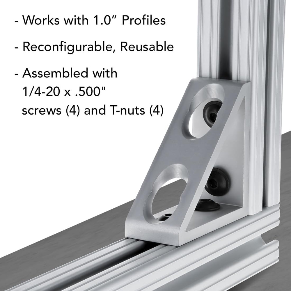 8020, 4136, 10 Series, 4 Hole Aluminum Inside Corner Gusset L Bracket for 80/...