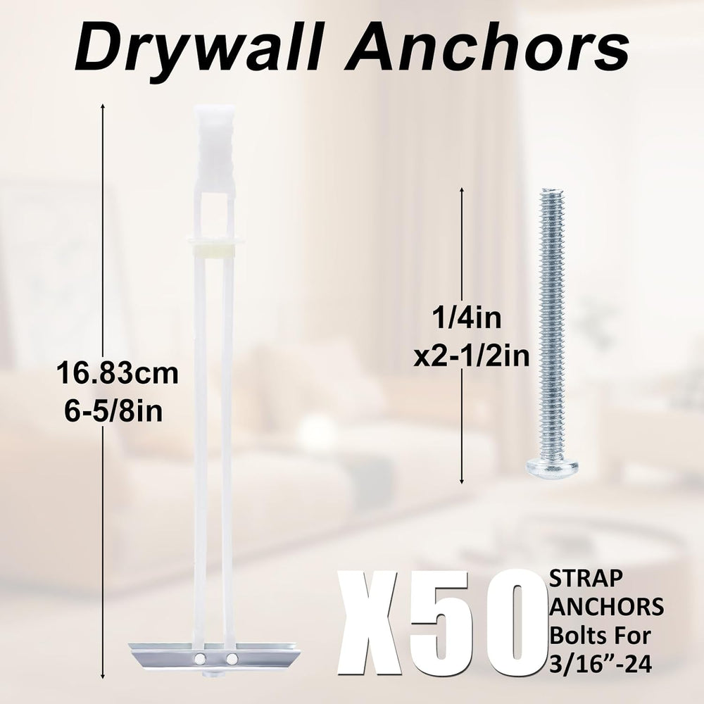 50 Pack Drywall Anchor with Included Bolts for 3/16”-24