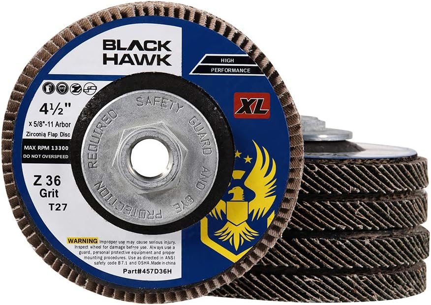 BHA 4-1/2 x 5/8-11 XL Zirconia Flap Disc T27-36 Grit - 5 Pack
