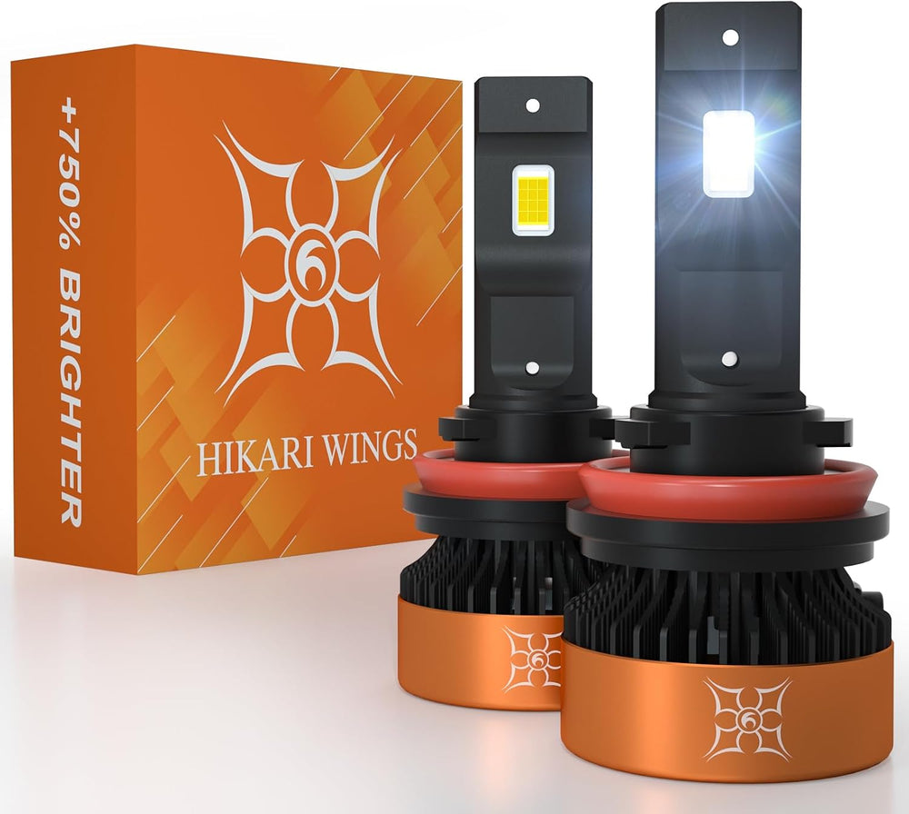 HIKARI WINGS H11/H8/H9 LED Fog light, 30000LM Pure White 6000K LED Bulbs (Pac...