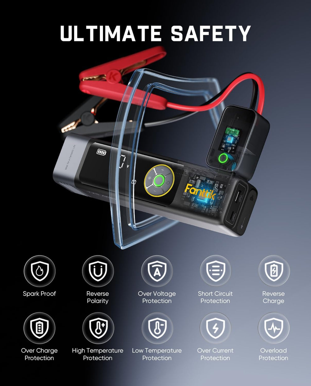Fanttik Beyond 10 Apex 1800A Jump Starter with Fast Inflate Air Compressor