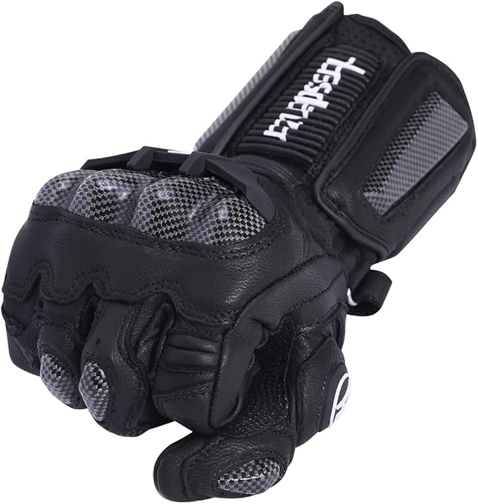 Harssidanzar Leather Motorcycle Gloves