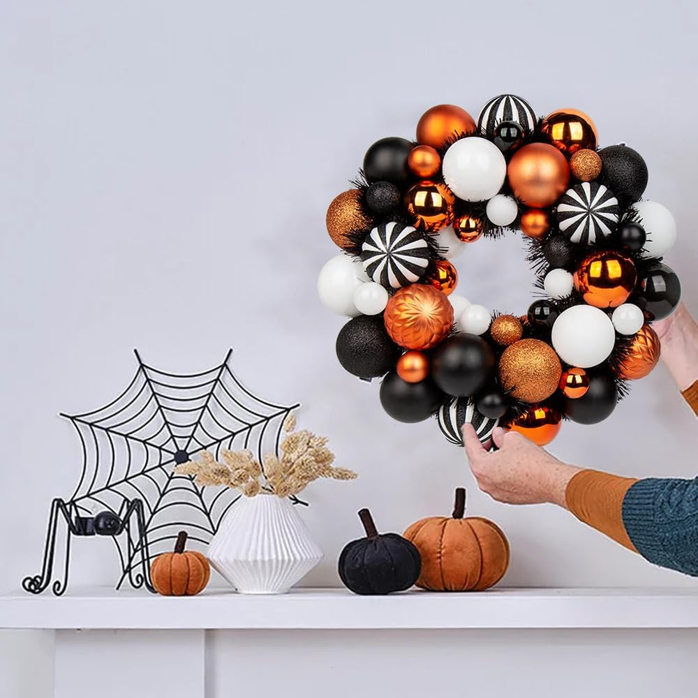 Halloween Ball Wreath 13" Xmas Wreaths Ornaments Glitter Thicken Shatter...