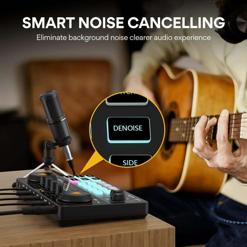 MAONO Podcast Equipment Bundle with Audio Mixer & 3.5mm Mic for Streaming