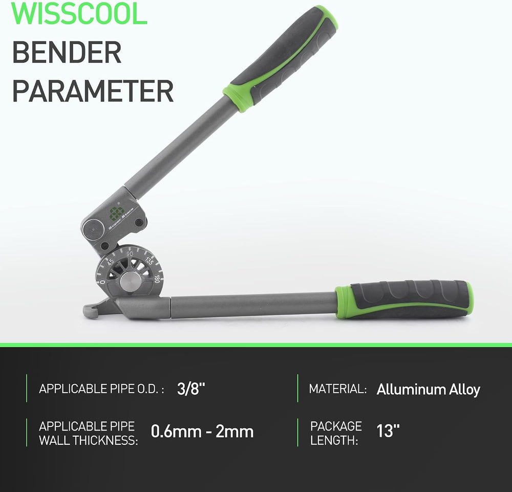 3/8" Tube Bender Tubing Pipe Bender with Roller 0-180°