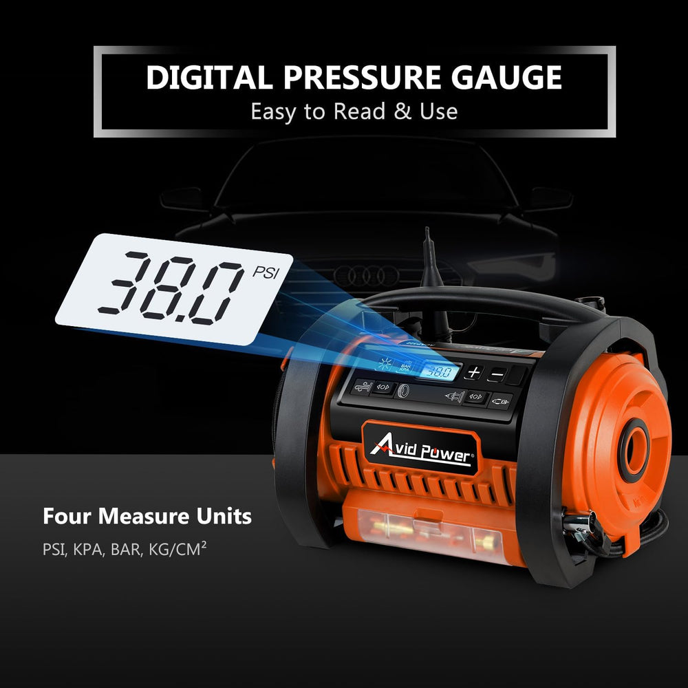 AVID POWER Portable Tire Inflator Air Compressor, 110V AC/12V DC Air Pump