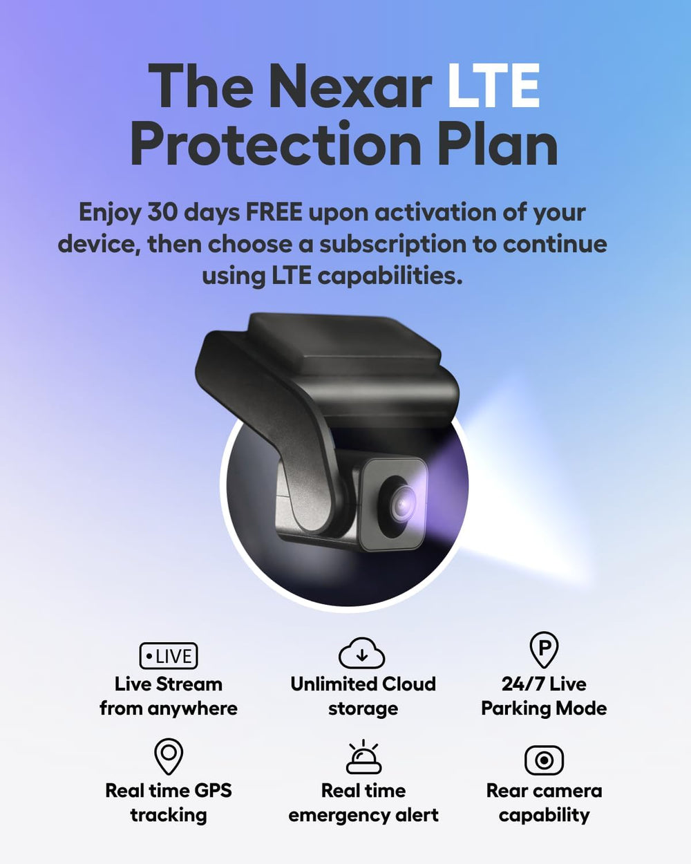beam2 Dash Cam - 2K QHD LTE Connected Unlimited Cloud Storage Live Streaming ...