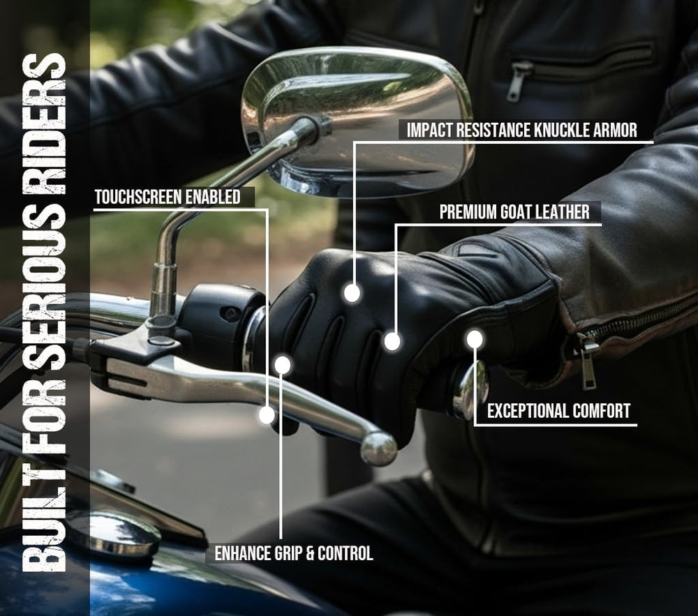 COMMUTER Motorcycle Gloves Premium Leather for Men Motorbike Riding Gloves