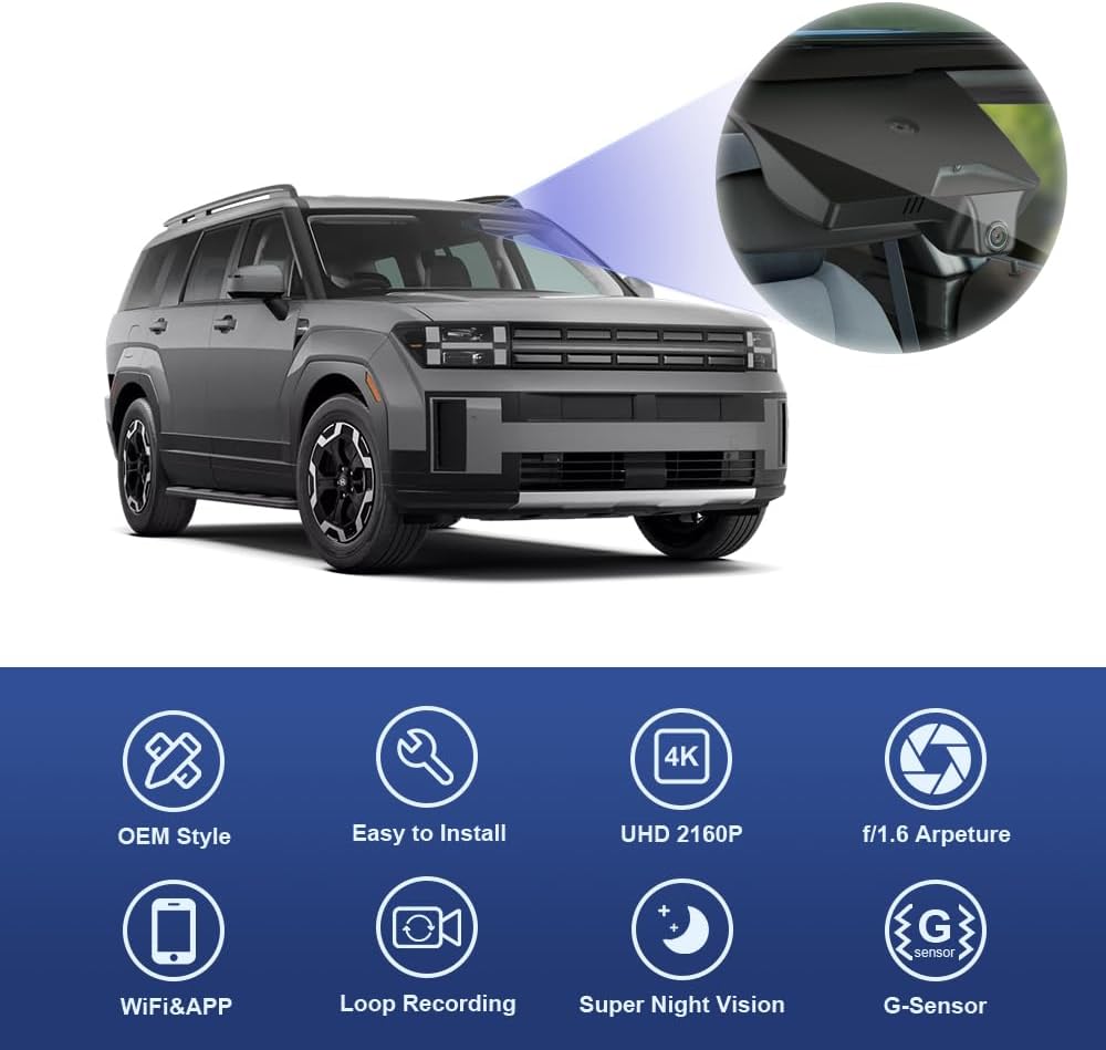 Fitcamx 4K Dash Cam Suitable for Hyundai Santa Fe 2024-2026 (Part No#P6000), ...