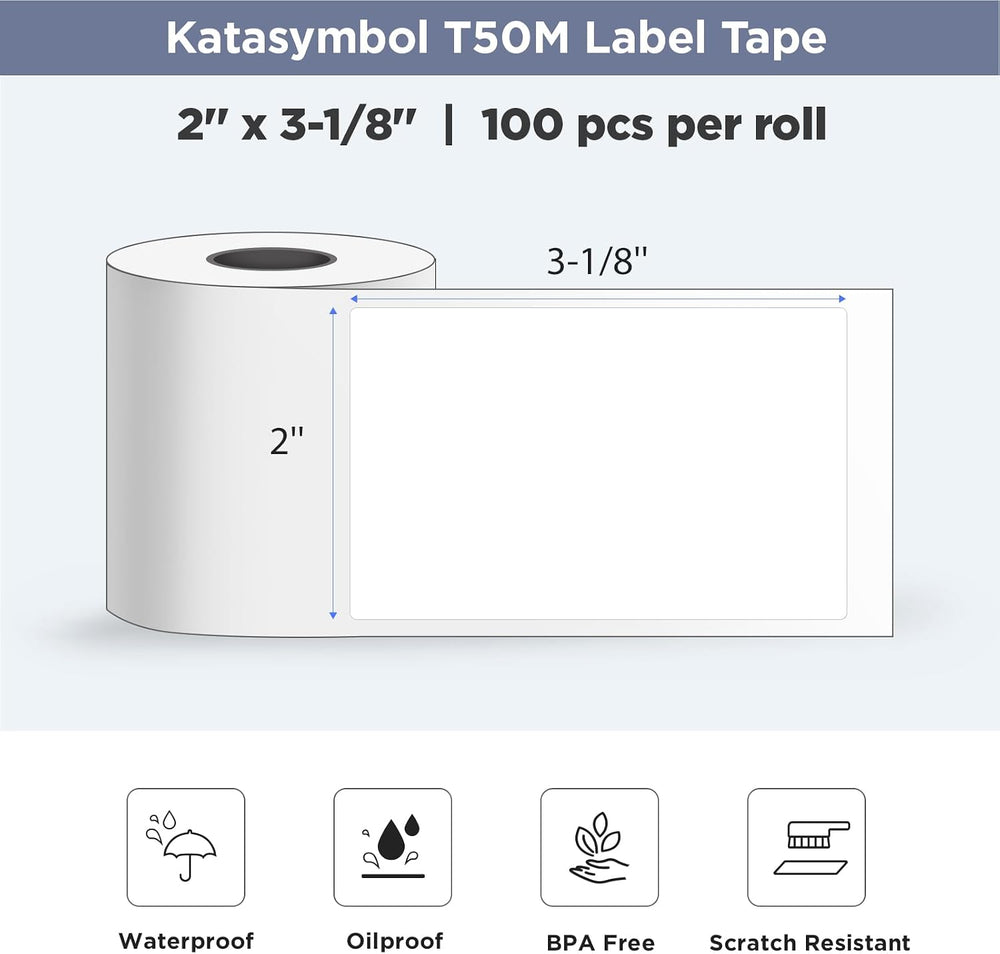 SUPVAN T50M Series Genuine Label Tape, 2'' × 3-1/8'' 8 Rolls,...