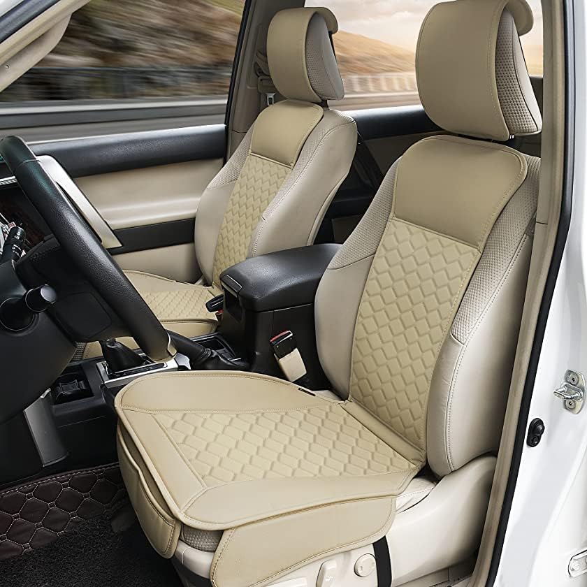Elantrip Leather Car Seat Covers Front 2PC Waterproof Universal Fit Beige | E...
