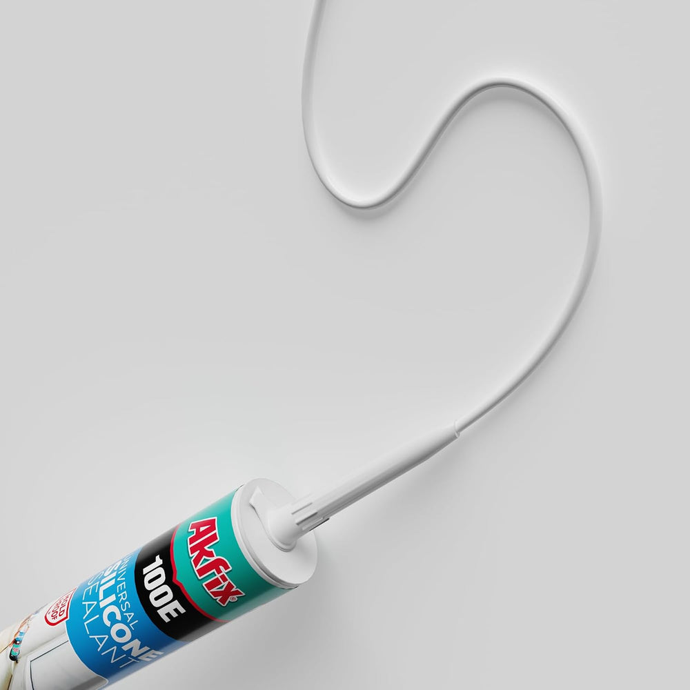 Akfix 100E RTV White Silicone Caulk (12x10.1 fl.oz.) - 100% Waterproof Silico...