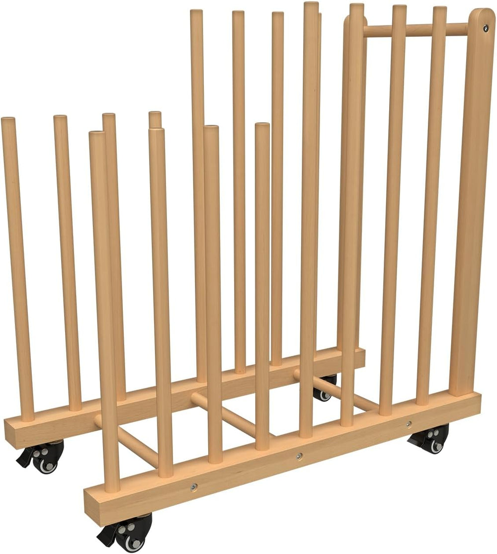 Art Storage Rack with Handle&Caster Wheels, Wooden Art Canvas Storage Stand