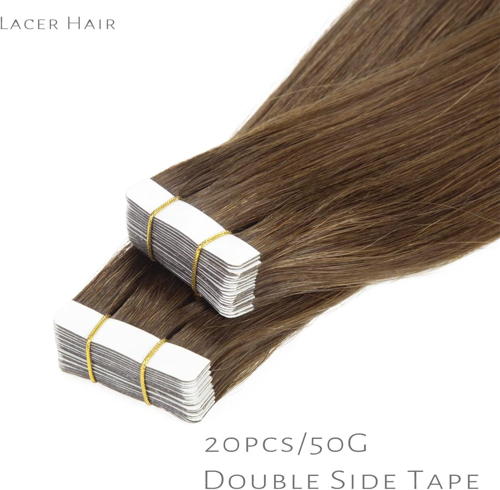 Lacer 22 Inch Tape In Extensions Chocolate Brown Color