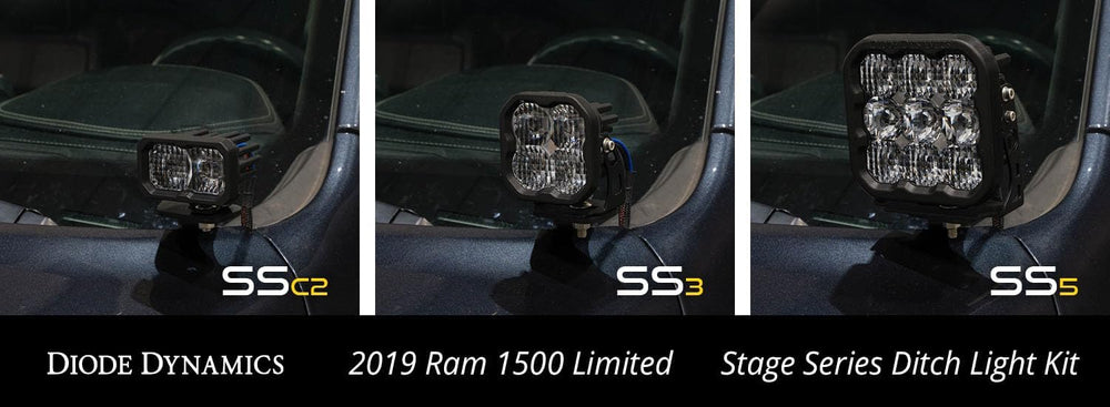 Diode Dynamics Stage Series Backlit Ditch Light Kit compatible with Ram 1500 ...