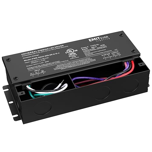 EMITEVER 60W Dimmable LED Driver, 24V Triac Dimmable Power Supply, AC to DC