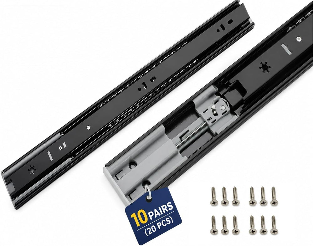 20 Inch Soft Close Drawer Slides 10 Pairs, Full Extension 100LB Drawer Rail