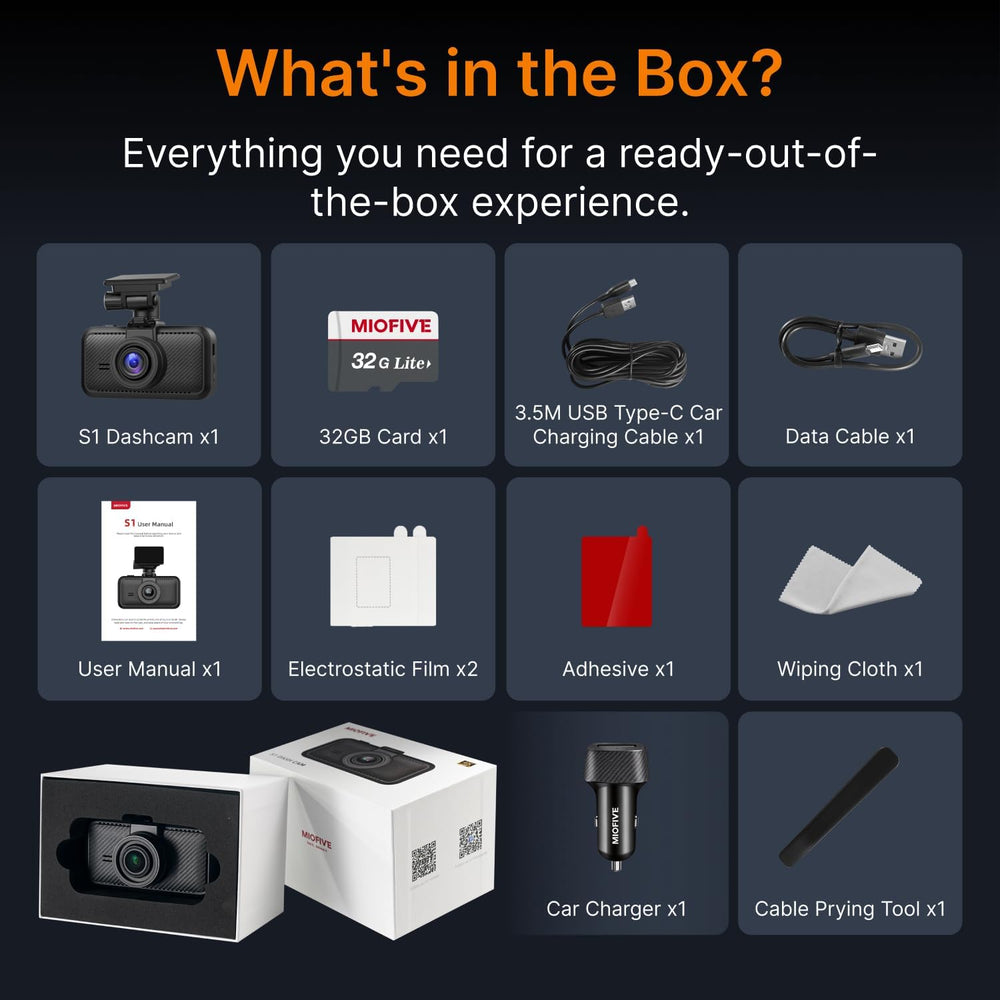 Miofive S1 True 4K Front Dash Cam, 5GHz Wi-Fi, 32GB GPS Speed Camera Alerts