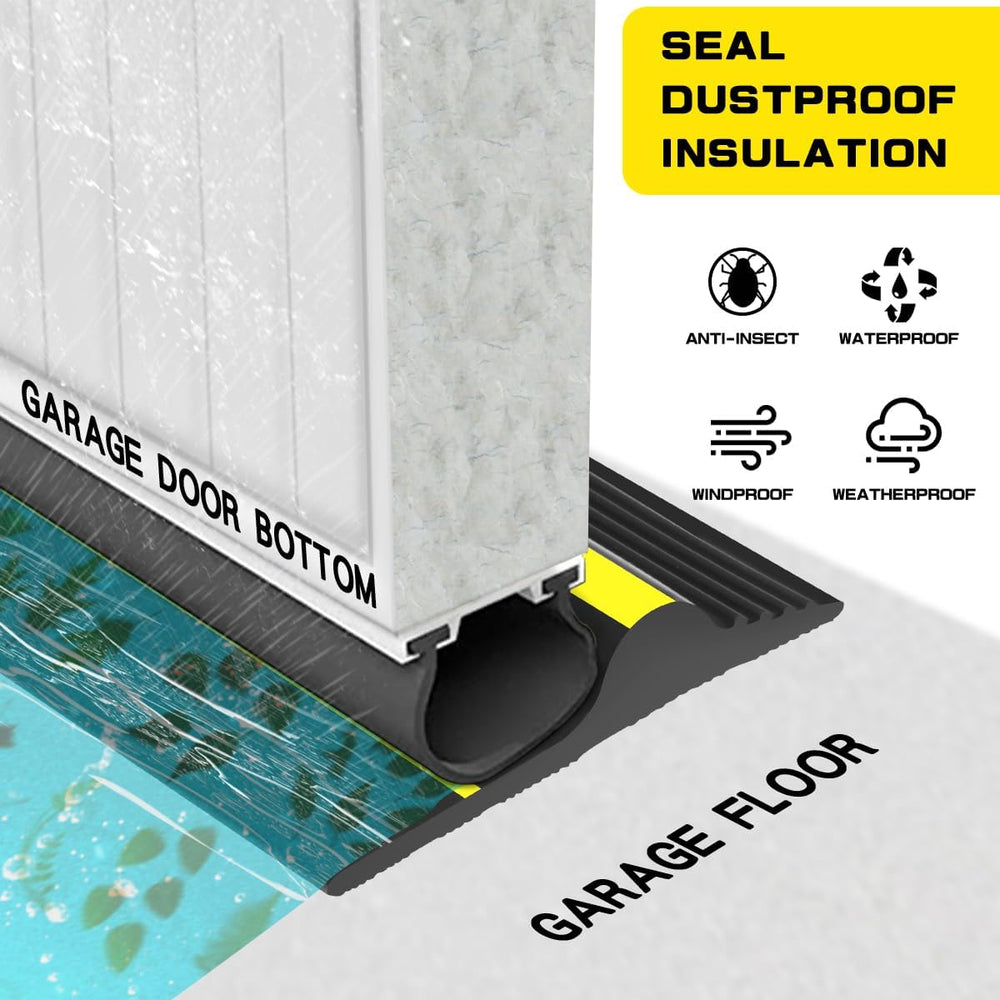 Universal Garage Door Bottom Threshold Seal Rubber Strip with Adhesives, DIY ...