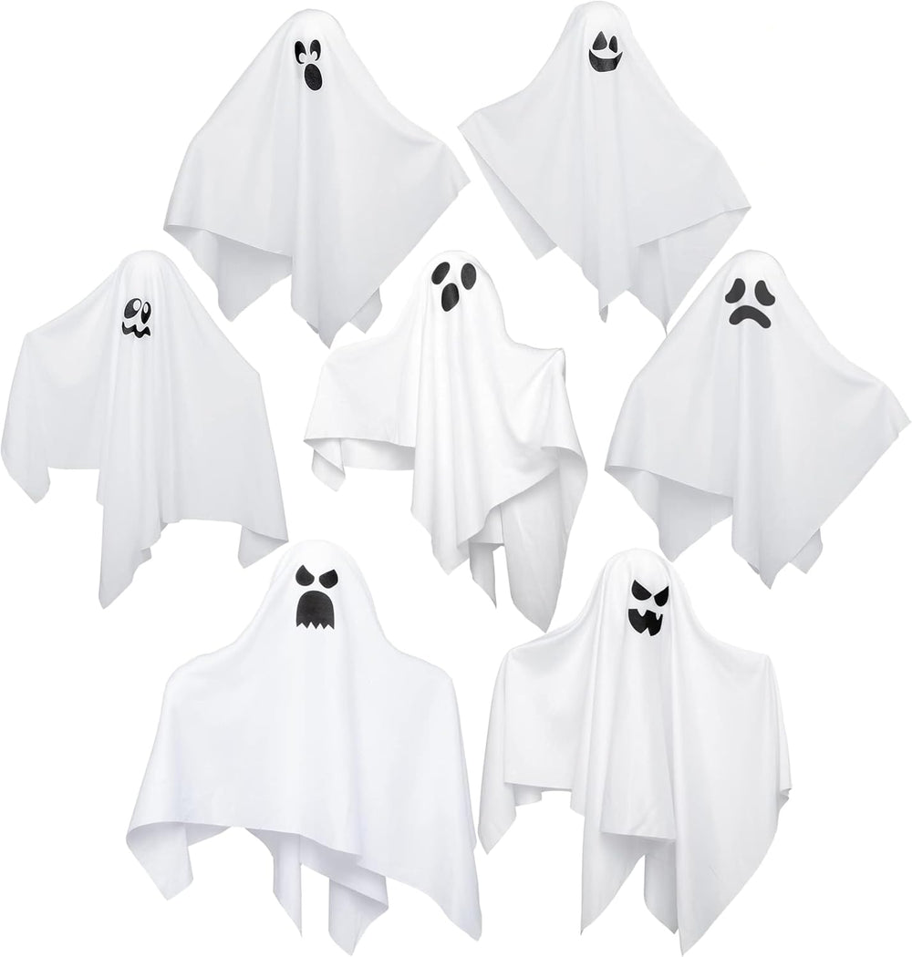 JOYIN 7 Pcs Halloween Hanging Ghost Decorations Outdoor, 19.6โ Flying White G...