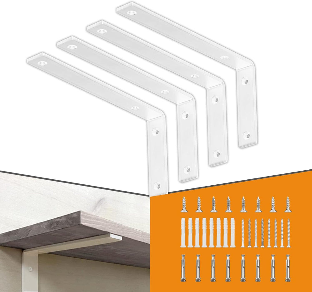 CLT White Shelf Bracket, 12” X 5” Quarter Inch (1/4") Thick- Max Load: 4...