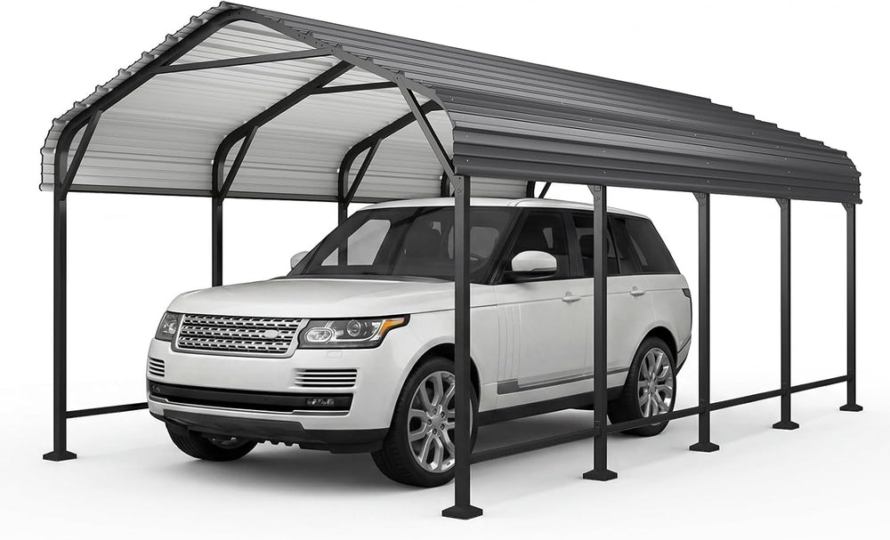 Aoxun 12x20 FT Metal Carport Heavy Duty Carport Garage with Enhanced Base