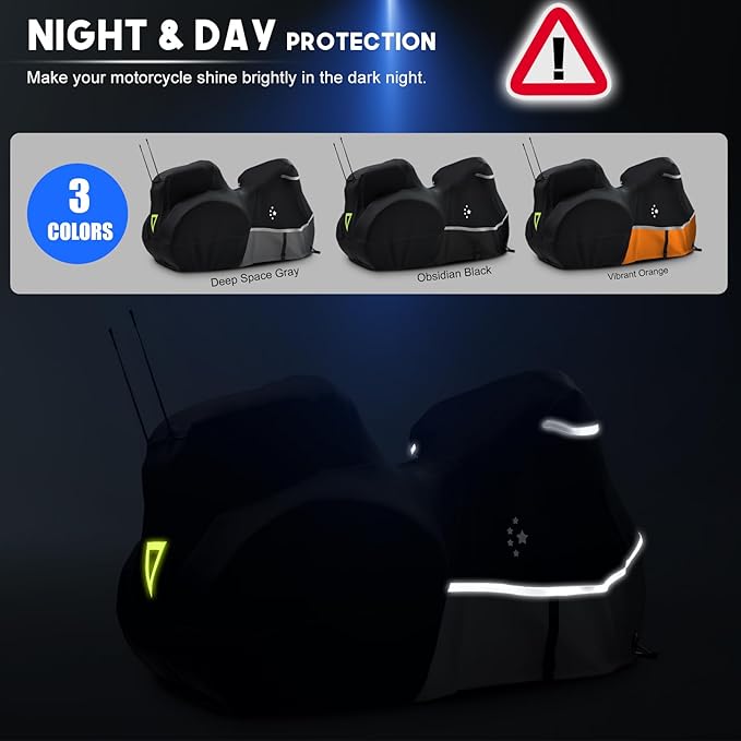 Motorcycle Cover with Side+Top Box Heavy Duty 420D Waterproof