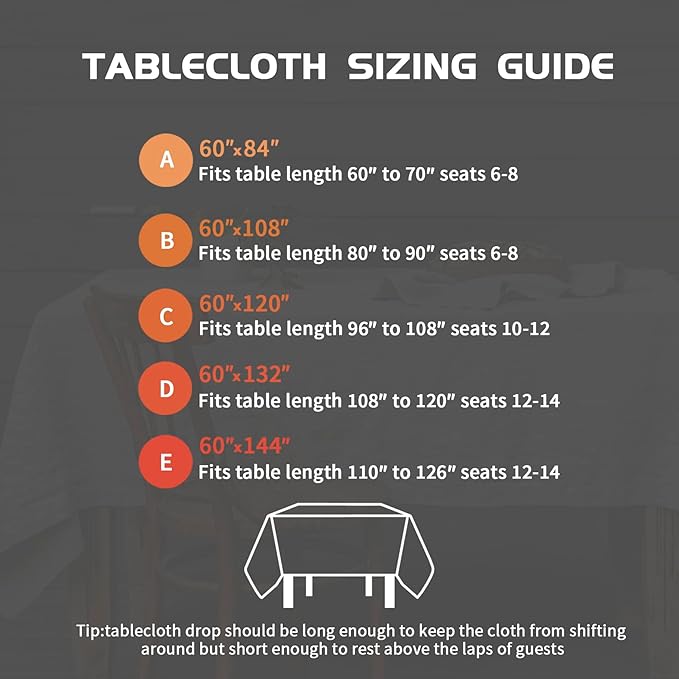 EVERLY 100% Pure Linen Rectangle Tablecloths 60x84Inches for Dining,Buffet Pa...