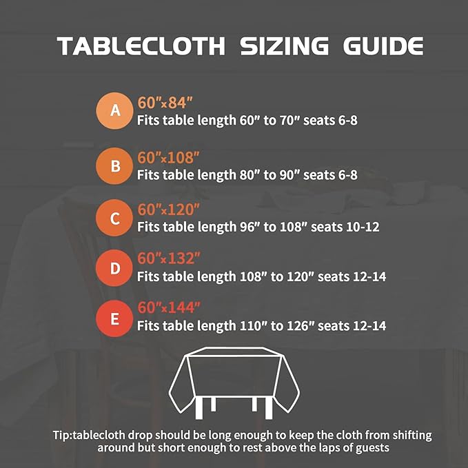 EVERLY 100% Pure Linen Rectangle Tablecloths 60x144Inches for Dining, Buffet ...
