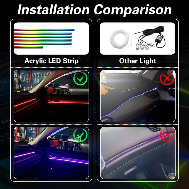 Acrylic Interior Car LED Lights with Remote and Wireless APP 10 in 1,Ambient ...