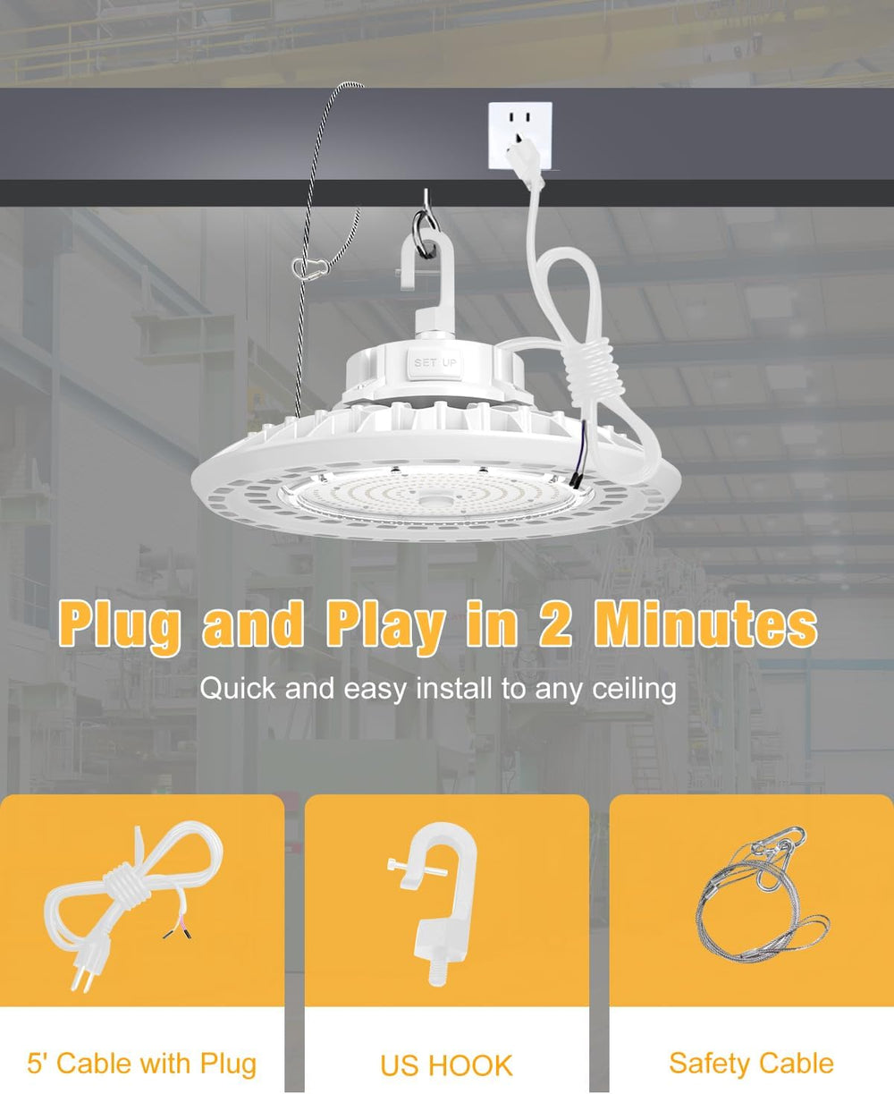 240W UFO LED High Bay Light 0-10V Dimmable 100-277V UFO Light White