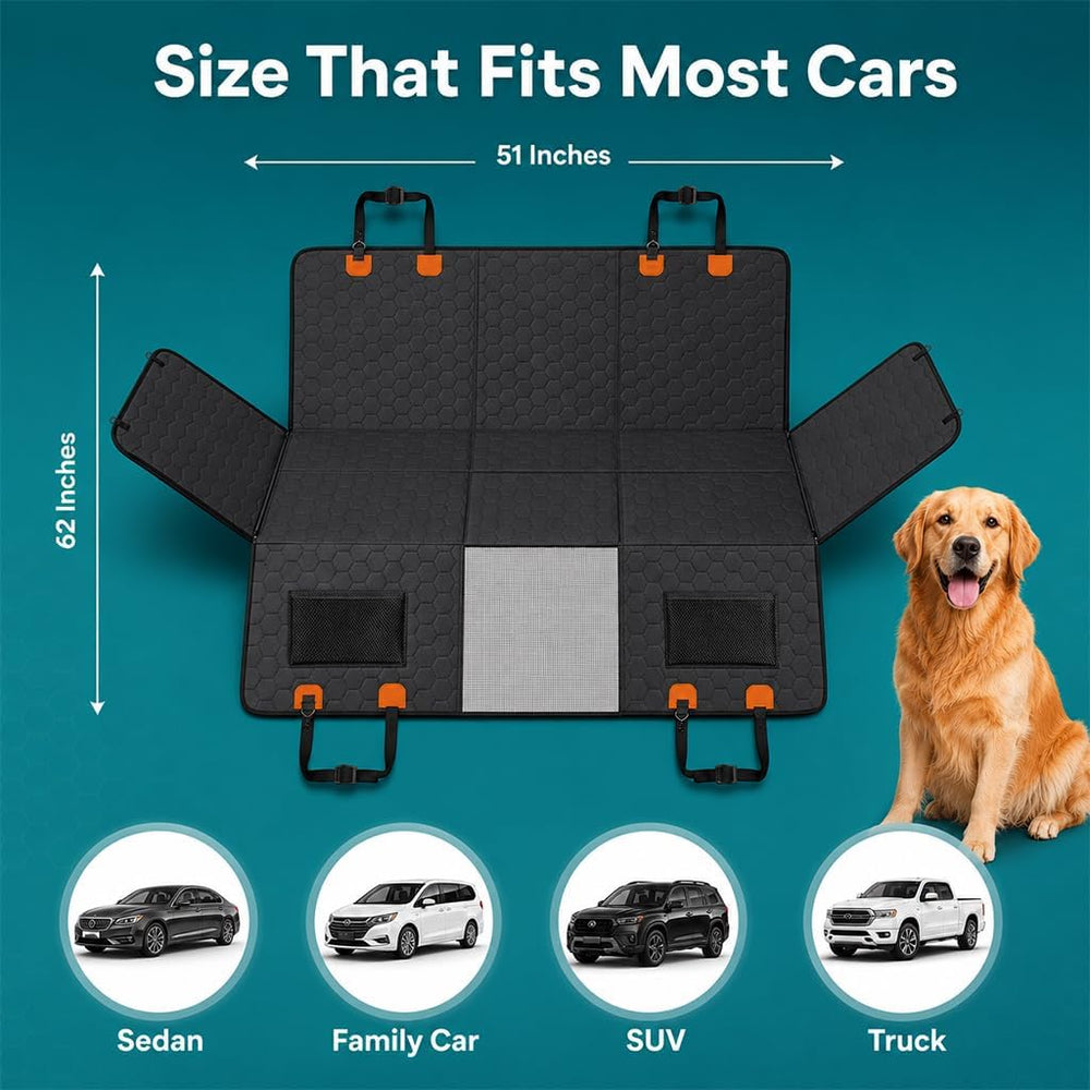 Wiggle&ruff Premium Dog Car Seat Cover for Back Seat - Waterproof Dog Car...