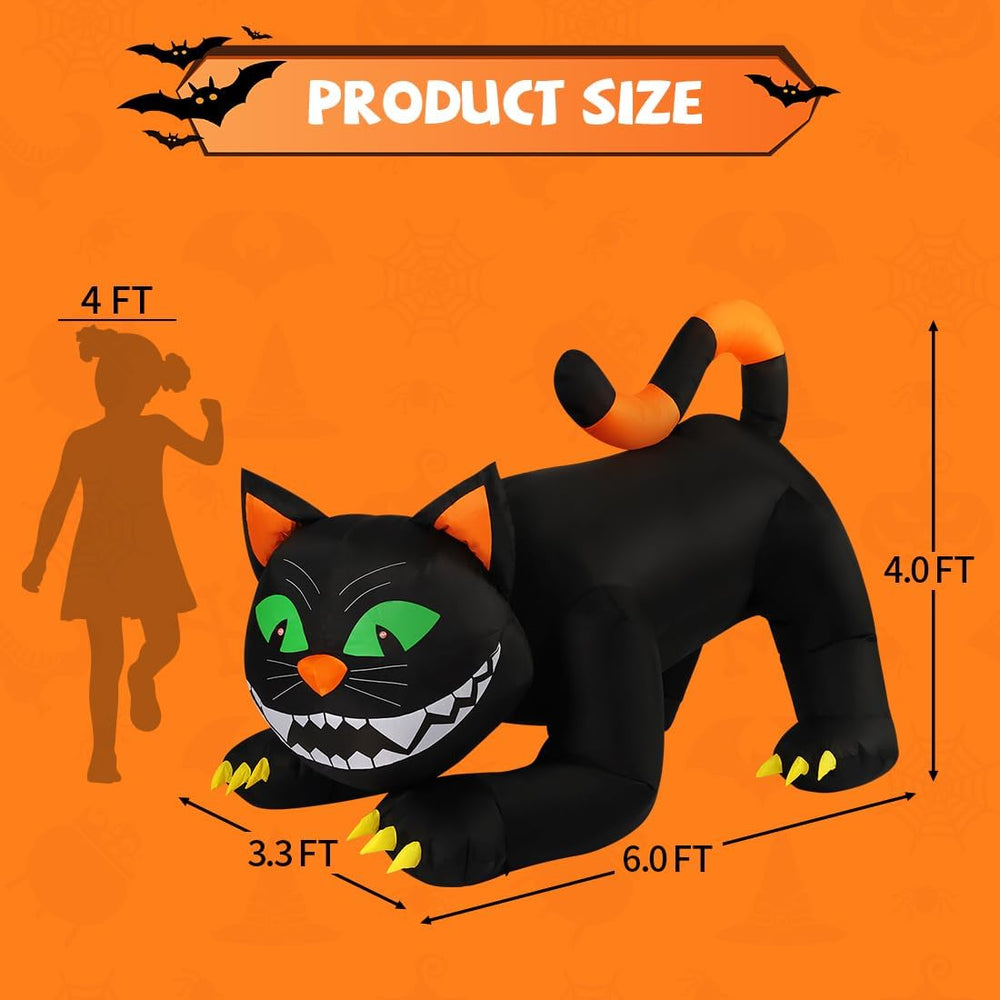 COMIN 6 FT Halloween Inflatables Black Cat Outdoor Decorations Blow Up Yard L...
