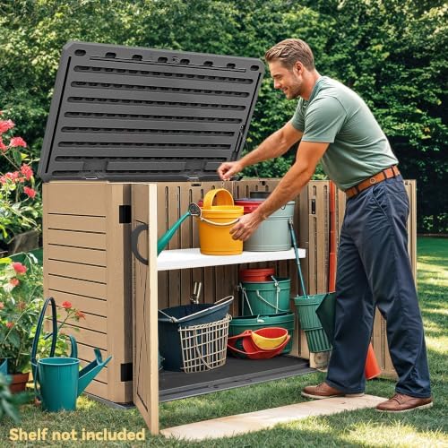 DWVO Outdoor Storage Shed, Weatherproof Resin, 35 Cu Ft Capacity, Horizontal ...