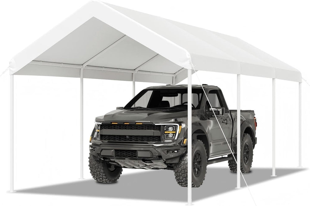 Aoxun 10x20 FT Carport, Heavy Duty Car Canopy Portable Garage, White