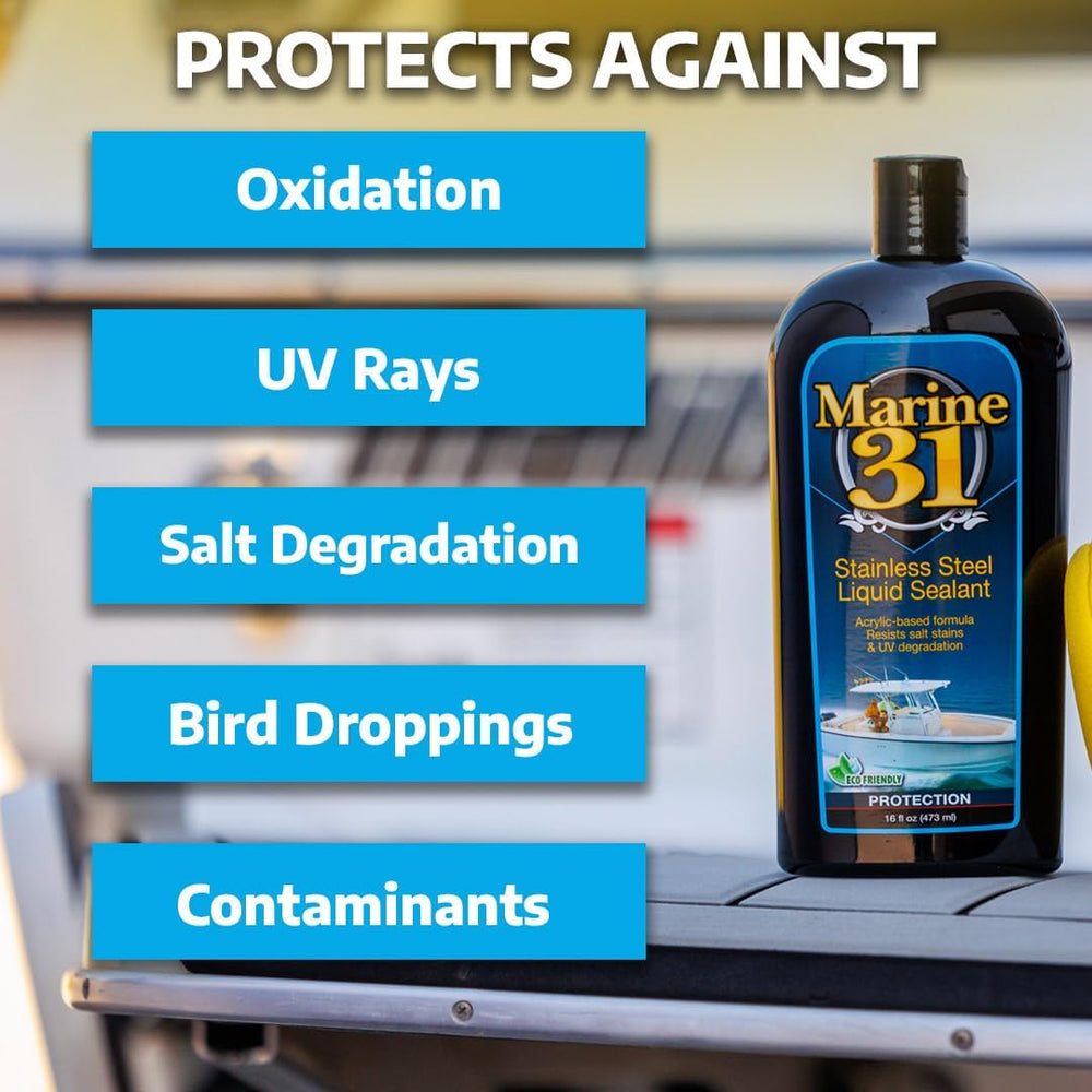 Marine 31 Stainless Steel Polish & Sealant Combo | Cleans, Polishes &...