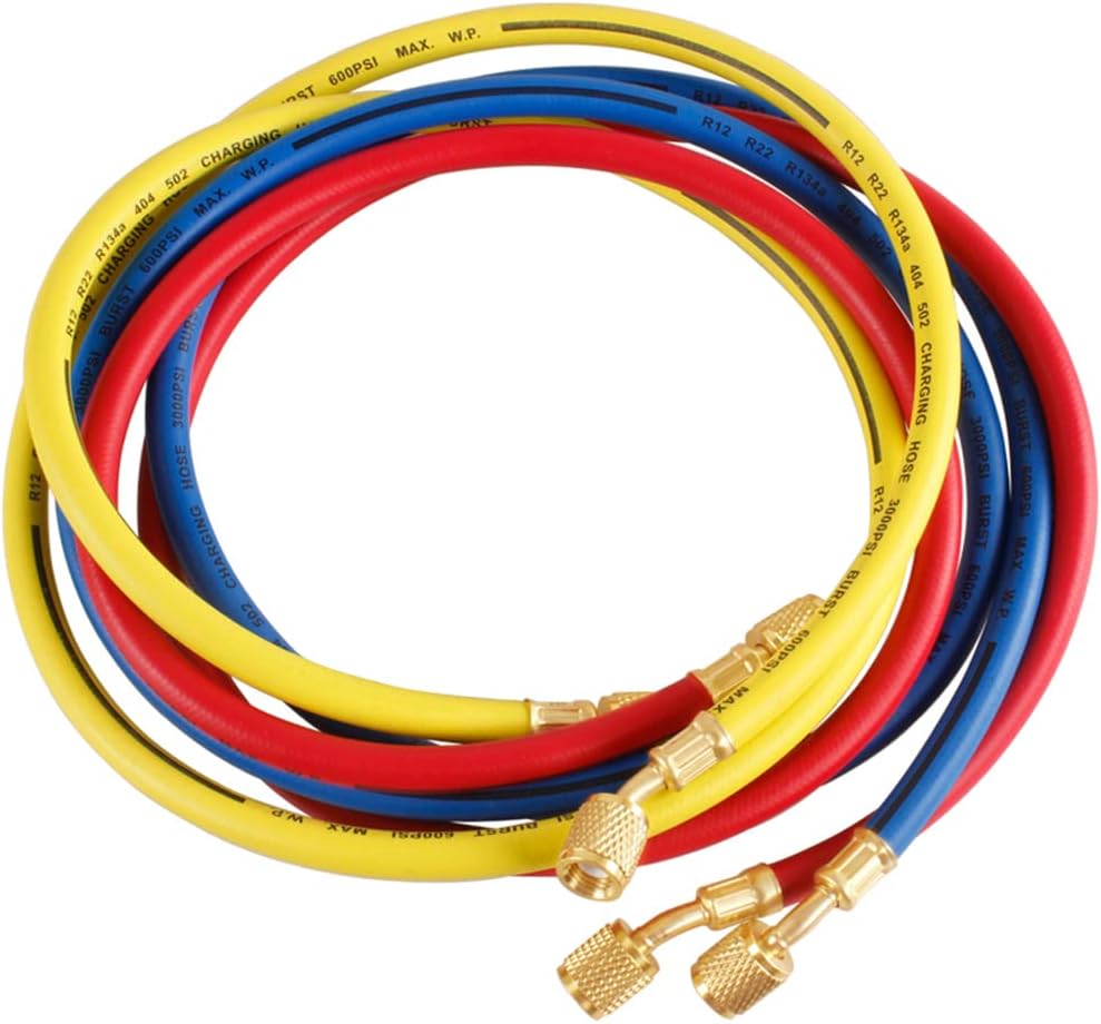 Refrigerant Charging Hose, 96" Length 600-3000PSI 1/4" Thread, 3PCS