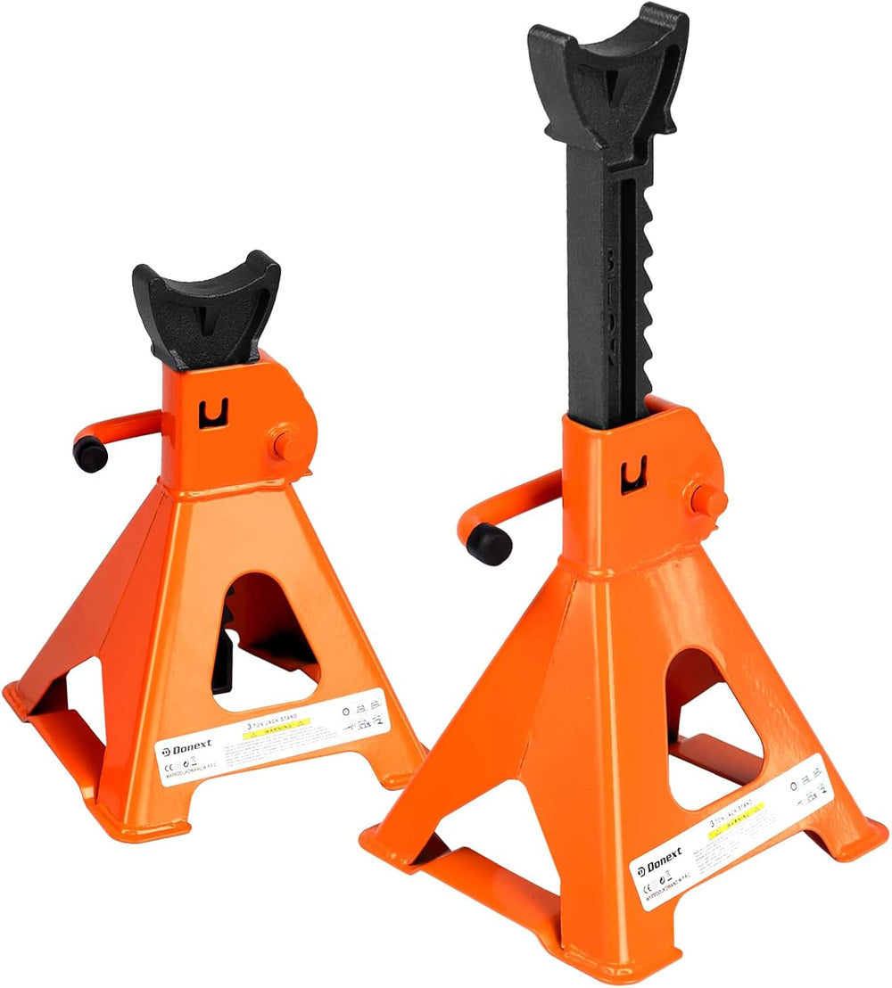 Jack Stands 3 Ton (6,500 lb) Capacity Steel, 1 Pair Orange Lifting Stand Adju...
