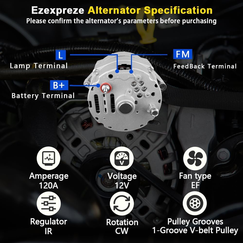 New 1 Wire Self Exciting Alternator High Output 120A compatible with Pontiac ...