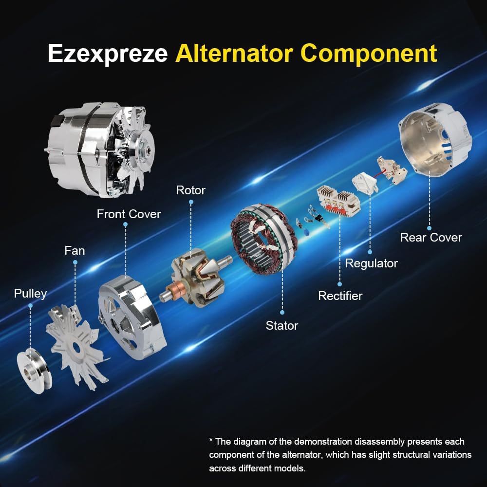 New Chrome 1 Wire Self Exciting Alternator High Output 120Amp Replacement for...