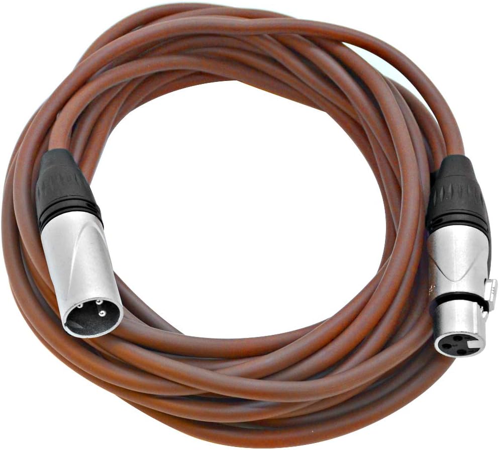 Seismic Audio - SAXLX-25Brown-2Pack - 2 Pack of 25 Foot Brown XLR Patch Cable...